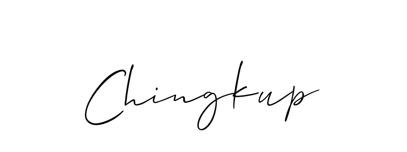 if you are searching for the best signature style for your name Chingkup. so please give up your signature search. here we have designed multiple signature styles  using Allison_Script. Chingkup signature style 2 images and pictures png