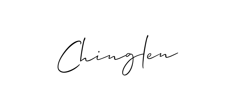 Use a signature maker to create a handwritten signature online. With this signature software, you can design (Allison_Script) your own signature for name Chinglen. Chinglen signature style 2 images and pictures png