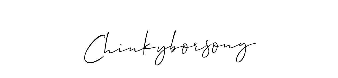 Allison_Script is a professional signature style that is perfect for those who want to add a touch of class to their signature. It is also a great choice for those who want to make their signature more unique. Get Chinkyborsong name to fancy signature for free. Chinkyborsong signature style 2 images and pictures png