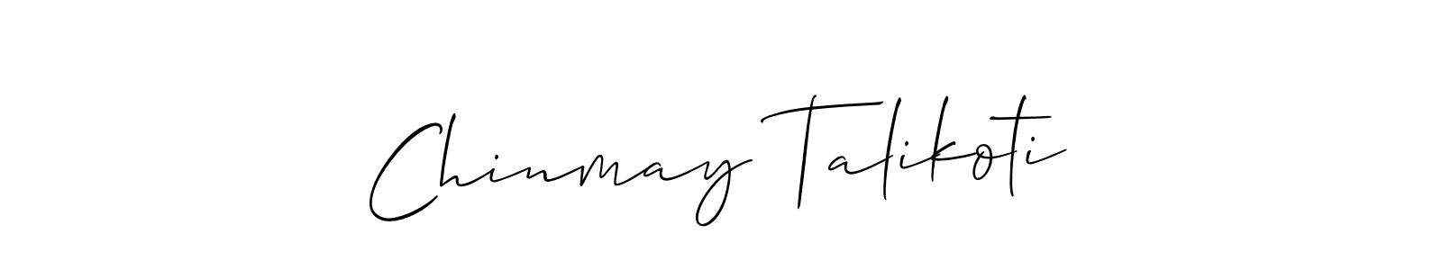 This is the best signature style for the Chinmay Talikoti name. Also you like these signature font (Allison_Script). Mix name signature. Chinmay Talikoti signature style 2 images and pictures png