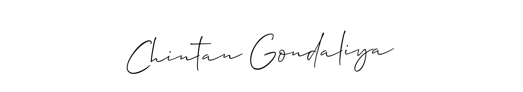 Allison_Script is a professional signature style that is perfect for those who want to add a touch of class to their signature. It is also a great choice for those who want to make their signature more unique. Get Chintan Gondaliya name to fancy signature for free. Chintan Gondaliya signature style 2 images and pictures png