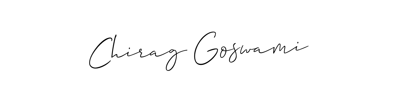 How to make Chirag Goswami name signature. Use Allison_Script style for creating short signs online. This is the latest handwritten sign. Chirag Goswami signature style 2 images and pictures png