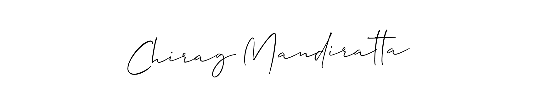The best way (Allison_Script) to make a short signature is to pick only two or three words in your name. The name Chirag Mandiratta include a total of six letters. For converting this name. Chirag Mandiratta signature style 2 images and pictures png