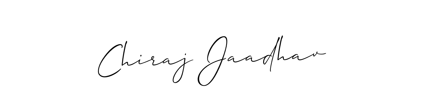 How to make Chiraj Jaadhav name signature. Use Allison_Script style for creating short signs online. This is the latest handwritten sign. Chiraj Jaadhav signature style 2 images and pictures png