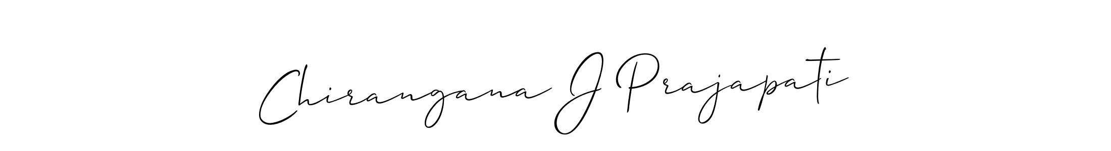 How to make Chirangana J Prajapati signature? Allison_Script is a professional autograph style. Create handwritten signature for Chirangana J Prajapati name. Chirangana J Prajapati signature style 2 images and pictures png