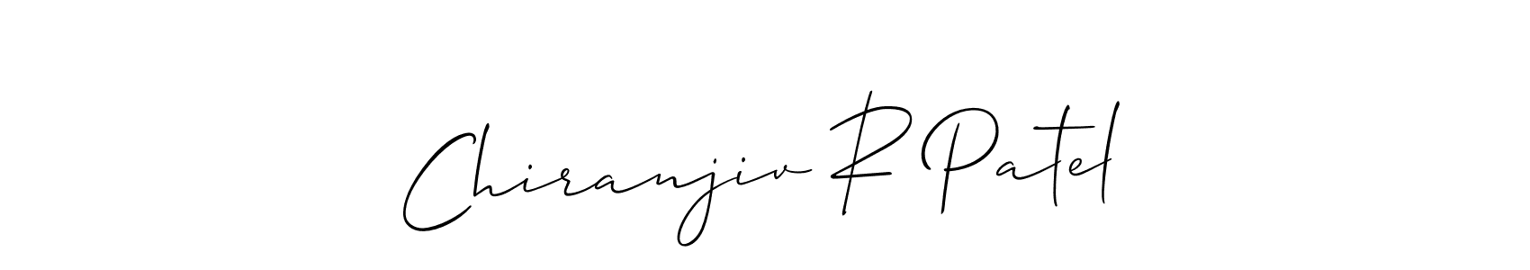 The best way (Allison_Script) to make a short signature is to pick only two or three words in your name. The name Chiranjiv R Patel include a total of six letters. For converting this name. Chiranjiv R Patel signature style 2 images and pictures png