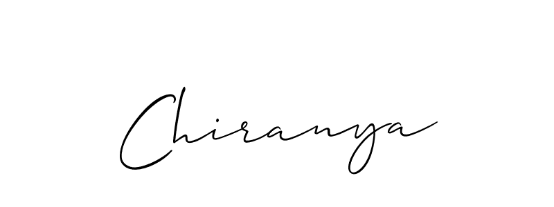 Create a beautiful signature design for name Chiranya. With this signature (Allison_Script) fonts, you can make a handwritten signature for free. Chiranya signature style 2 images and pictures png