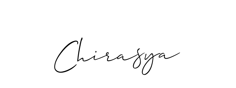 Design your own signature with our free online signature maker. With this signature software, you can create a handwritten (Allison_Script) signature for name Chirasya. Chirasya signature style 2 images and pictures png