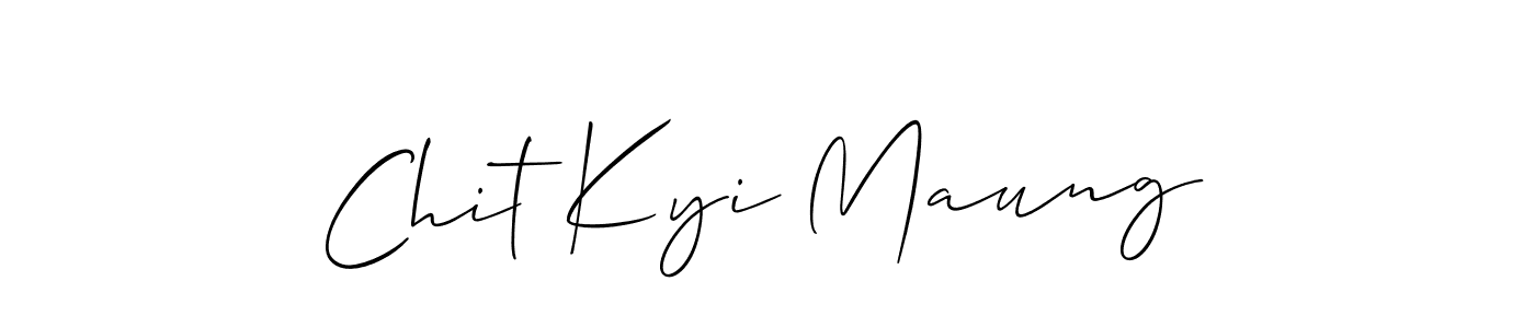 Also You can easily find your signature by using the search form. We will create Chit Kyi Maung name handwritten signature images for you free of cost using Allison_Script sign style. Chit Kyi Maung signature style 2 images and pictures png