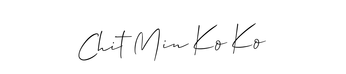 Make a short Chit Min Ko Ko signature style. Manage your documents anywhere anytime using Allison_Script. Create and add eSignatures, submit forms, share and send files easily. Chit Min Ko Ko signature style 2 images and pictures png