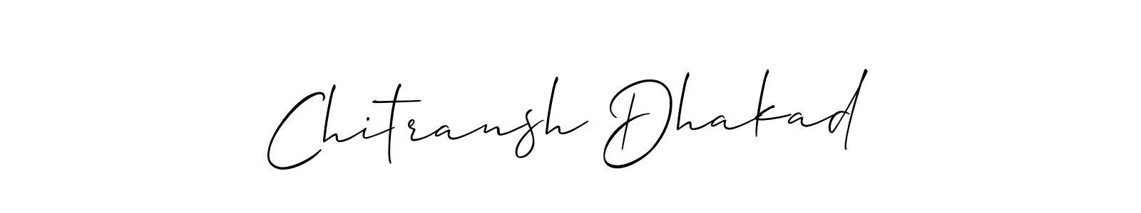 Allison_Script is a professional signature style that is perfect for those who want to add a touch of class to their signature. It is also a great choice for those who want to make their signature more unique. Get Chitransh Dhakad name to fancy signature for free. Chitransh Dhakad signature style 2 images and pictures png