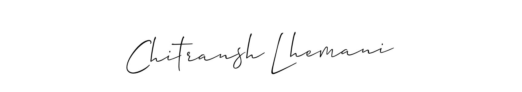 Similarly Allison_Script is the best handwritten signature design. Signature creator online .You can use it as an online autograph creator for name Chitransh Lhemani. Chitransh Lhemani signature style 2 images and pictures png