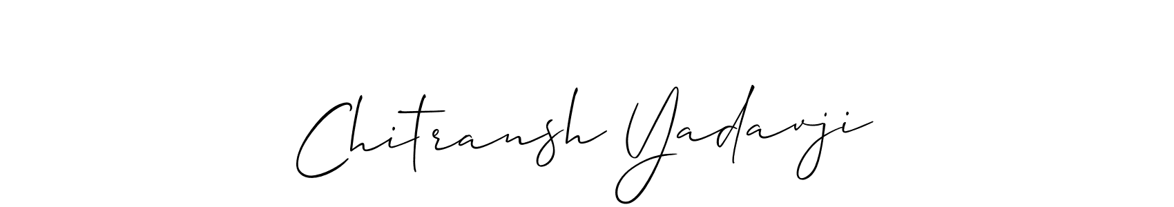 Allison_Script is a professional signature style that is perfect for those who want to add a touch of class to their signature. It is also a great choice for those who want to make their signature more unique. Get Chitransh Yadavji name to fancy signature for free. Chitransh Yadavji signature style 2 images and pictures png