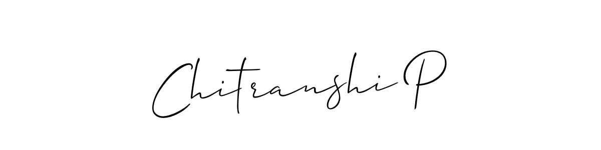 Use a signature maker to create a handwritten signature online. With this signature software, you can design (Allison_Script) your own signature for name Chitranshi P. Chitranshi P signature style 2 images and pictures png
