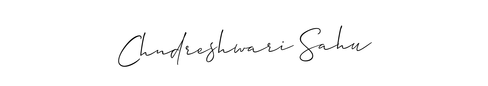 Also You can easily find your signature by using the search form. We will create Chndreshwari Sahu name handwritten signature images for you free of cost using Allison_Script sign style. Chndreshwari Sahu signature style 2 images and pictures png