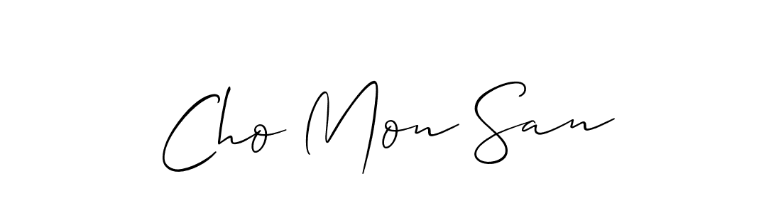 Design your own signature with our free online signature maker. With this signature software, you can create a handwritten (Allison_Script) signature for name Cho Mon San. Cho Mon San signature style 2 images and pictures png