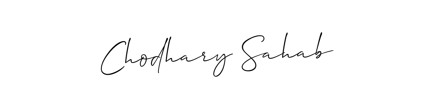How to make Chodhary Sahab name signature. Use Allison_Script style for creating short signs online. This is the latest handwritten sign. Chodhary Sahab signature style 2 images and pictures png