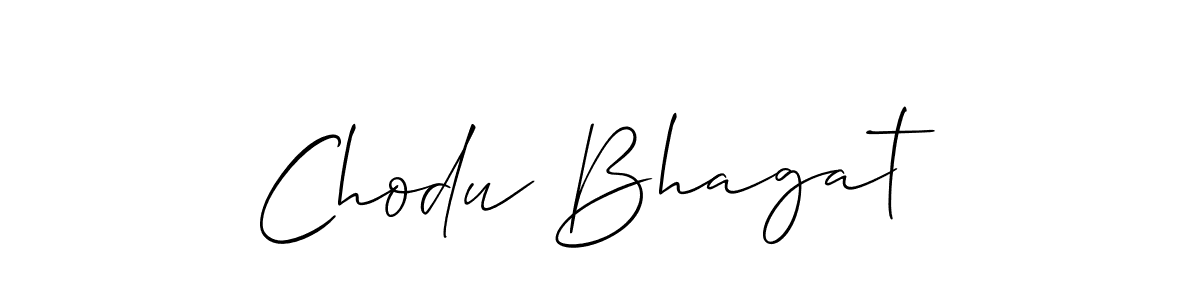 Make a beautiful signature design for name Chodu Bhagat. With this signature (Allison_Script) style, you can create a handwritten signature for free. Chodu Bhagat signature style 2 images and pictures png