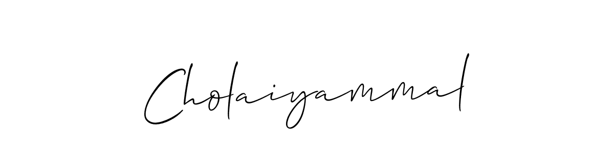 if you are searching for the best signature style for your name Cholaiyammal. so please give up your signature search. here we have designed multiple signature styles  using Allison_Script. Cholaiyammal signature style 2 images and pictures png