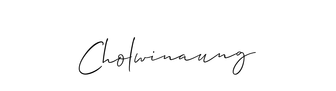 if you are searching for the best signature style for your name Cholwinaung. so please give up your signature search. here we have designed multiple signature styles  using Allison_Script. Cholwinaung signature style 2 images and pictures png