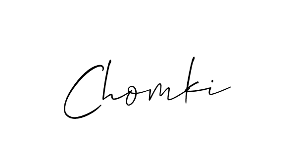 It looks lik you need a new signature style for name Chomki. Design unique handwritten (Allison_Script) signature with our free signature maker in just a few clicks. Chomki signature style 2 images and pictures png