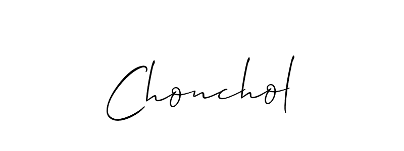 The best way (Allison_Script) to make a short signature is to pick only two or three words in your name. The name Chonchol include a total of six letters. For converting this name. Chonchol signature style 2 images and pictures png