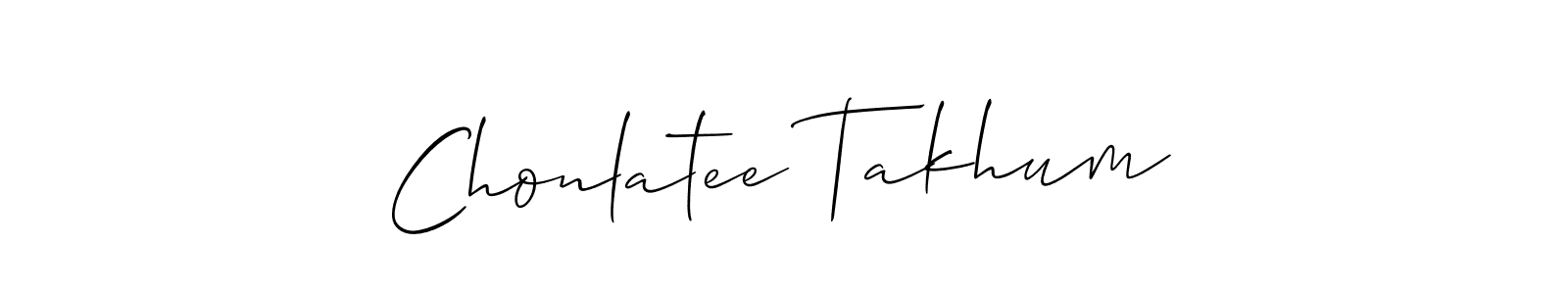 Use a signature maker to create a handwritten signature online. With this signature software, you can design (Allison_Script) your own signature for name Chonlatee Takhum. Chonlatee Takhum signature style 2 images and pictures png