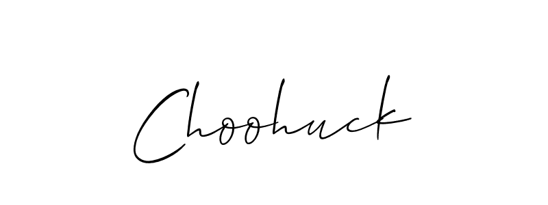 The best way (Allison_Script) to make a short signature is to pick only two or three words in your name. The name Choohuck include a total of six letters. For converting this name. Choohuck signature style 2 images and pictures png