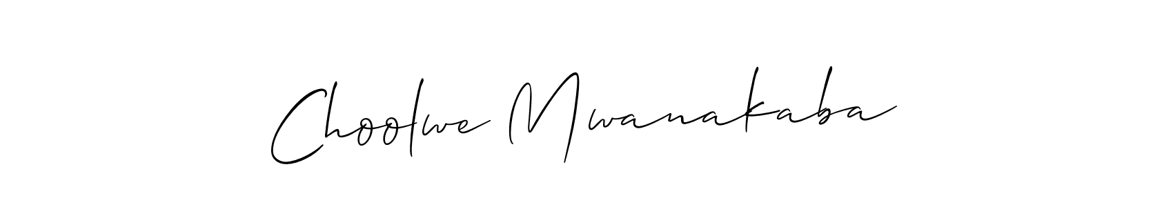 How to make Choolwe Mwanakaba name signature. Use Allison_Script style for creating short signs online. This is the latest handwritten sign. Choolwe Mwanakaba signature style 2 images and pictures png