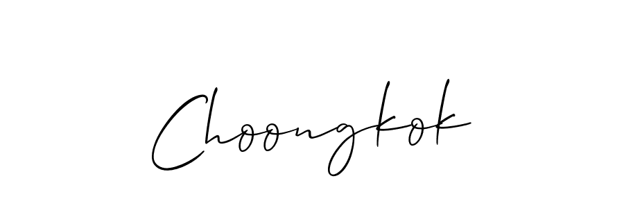 Allison_Script is a professional signature style that is perfect for those who want to add a touch of class to their signature. It is also a great choice for those who want to make their signature more unique. Get Choongkok name to fancy signature for free. Choongkok signature style 2 images and pictures png