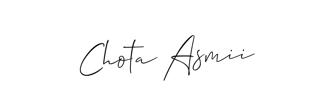 The best way (Allison_Script) to make a short signature is to pick only two or three words in your name. The name Chota Asmii include a total of six letters. For converting this name. Chota Asmii signature style 2 images and pictures png