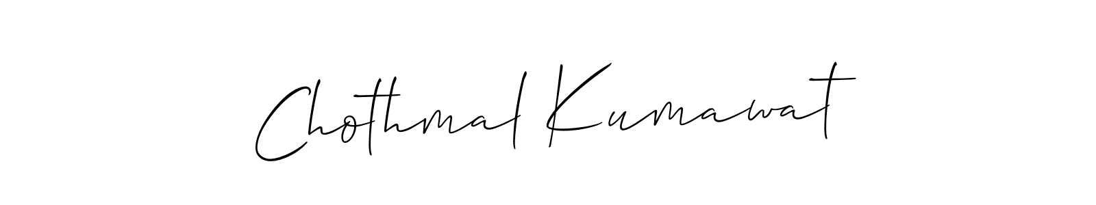 Make a short Chothmal Kumawat signature style. Manage your documents anywhere anytime using Allison_Script. Create and add eSignatures, submit forms, share and send files easily. Chothmal Kumawat signature style 2 images and pictures png