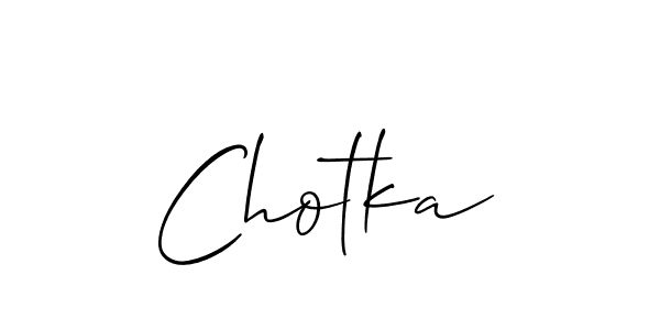 It looks lik you need a new signature style for name Chotka. Design unique handwritten (Allison_Script) signature with our free signature maker in just a few clicks. Chotka signature style 2 images and pictures png