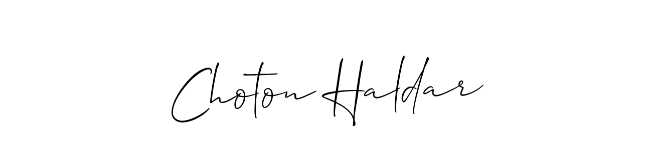 How to make Choton Haldar signature? Allison_Script is a professional autograph style. Create handwritten signature for Choton Haldar name. Choton Haldar signature style 2 images and pictures png