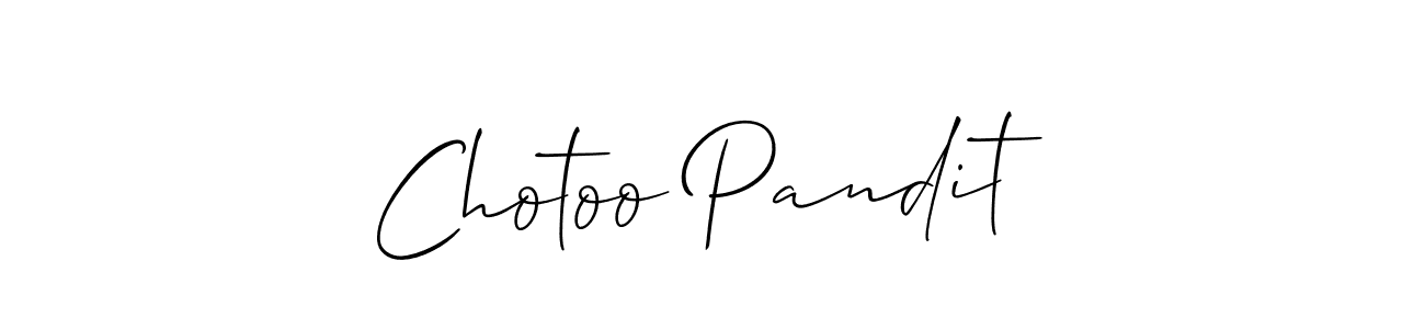 Check out images of Autograph of Chotoo Pandit name. Actor Chotoo Pandit Signature Style. Allison_Script is a professional sign style online. Chotoo Pandit signature style 2 images and pictures png