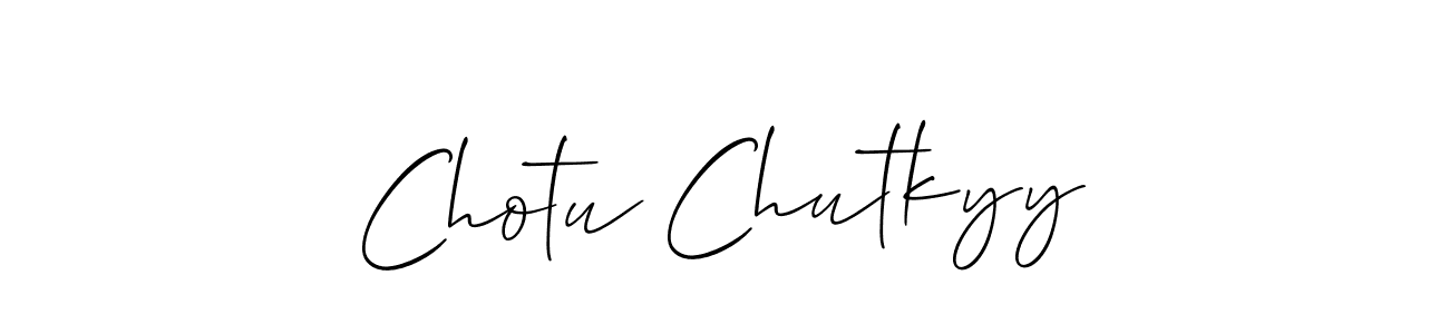 It looks lik you need a new signature style for name Chotu Chutkyy. Design unique handwritten (Allison_Script) signature with our free signature maker in just a few clicks. Chotu Chutkyy signature style 2 images and pictures png