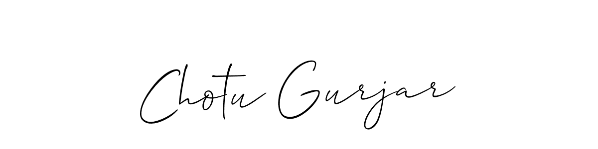 How to make Chotu Gurjar name signature. Use Allison_Script style for creating short signs online. This is the latest handwritten sign. Chotu Gurjar signature style 2 images and pictures png
