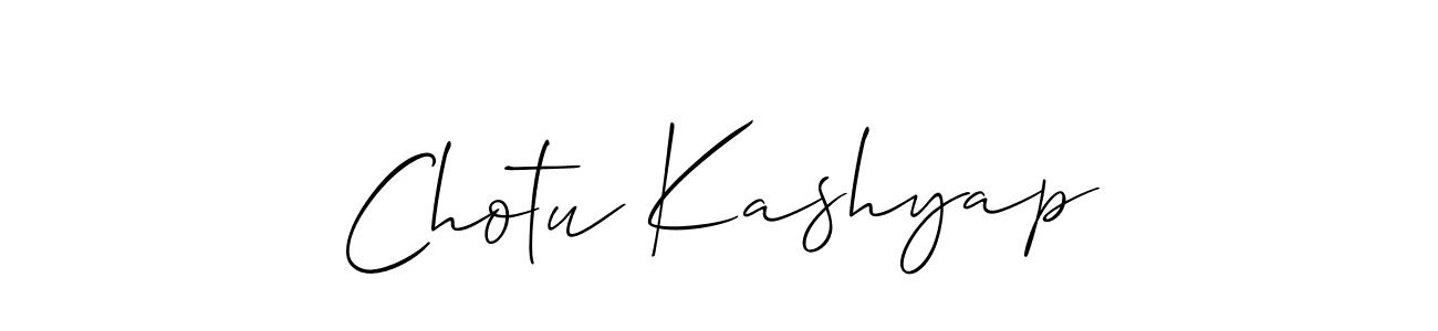Allison_Script is a professional signature style that is perfect for those who want to add a touch of class to their signature. It is also a great choice for those who want to make their signature more unique. Get Chotu Kashyap name to fancy signature for free. Chotu Kashyap signature style 2 images and pictures png