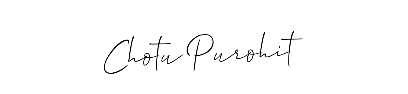 Allison_Script is a professional signature style that is perfect for those who want to add a touch of class to their signature. It is also a great choice for those who want to make their signature more unique. Get Chotu Purohit name to fancy signature for free. Chotu Purohit signature style 2 images and pictures png