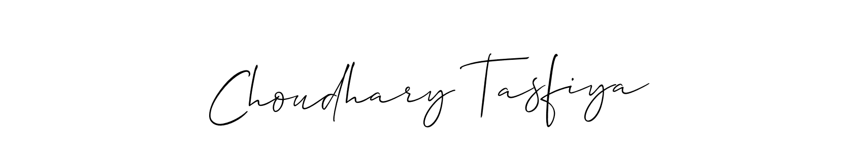 How to make Choudhary Tasfiya name signature. Use Allison_Script style for creating short signs online. This is the latest handwritten sign. Choudhary Tasfiya signature style 2 images and pictures png