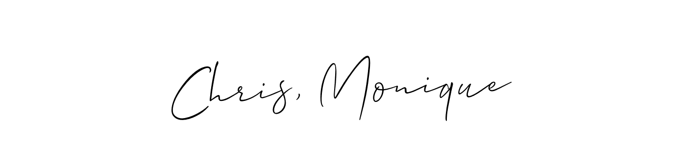 How to make Chris, Monique name signature. Use Allison_Script style for creating short signs online. This is the latest handwritten sign. Chris, Monique signature style 2 images and pictures png