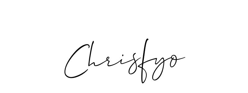 The best way (Allison_Script) to make a short signature is to pick only two or three words in your name. The name Chrisfyo include a total of six letters. For converting this name. Chrisfyo signature style 2 images and pictures png