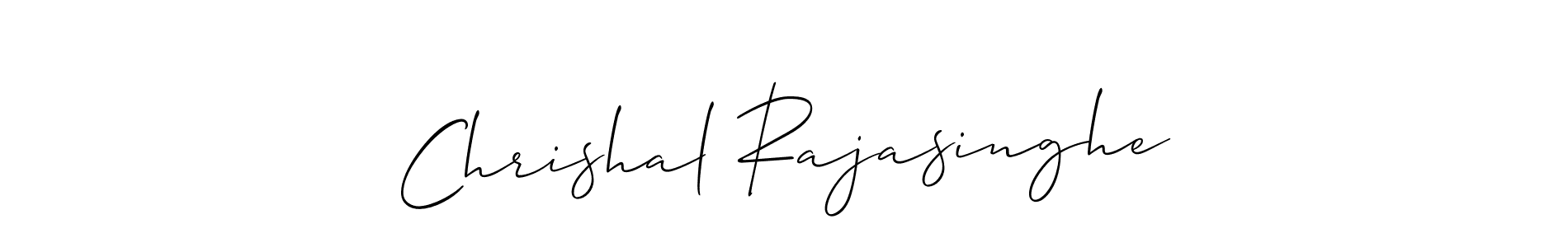 The best way (Allison_Script) to make a short signature is to pick only two or three words in your name. The name Chrishal Rajasinghe include a total of six letters. For converting this name. Chrishal Rajasinghe signature style 2 images and pictures png