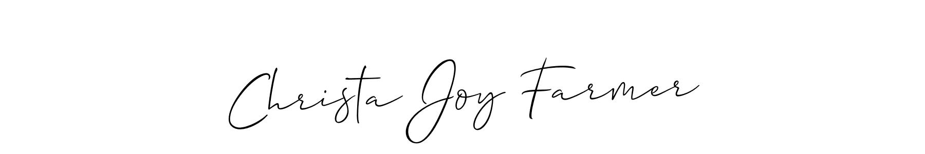 It looks lik you need a new signature style for name Christa Joy Farmer. Design unique handwritten (Allison_Script) signature with our free signature maker in just a few clicks. Christa Joy Farmer signature style 2 images and pictures png