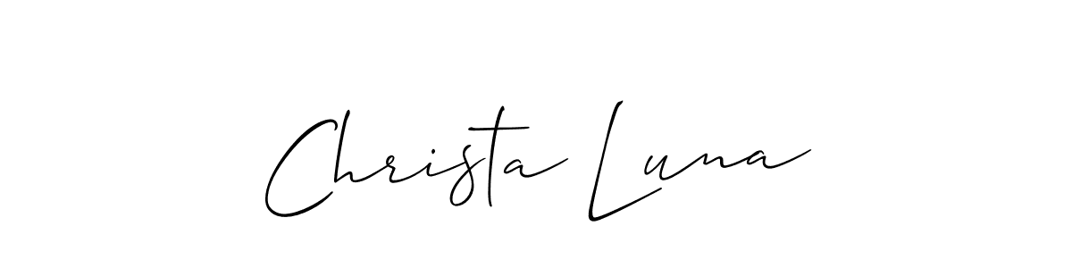 Make a short Christa Luna signature style. Manage your documents anywhere anytime using Allison_Script. Create and add eSignatures, submit forms, share and send files easily. Christa Luna signature style 2 images and pictures png