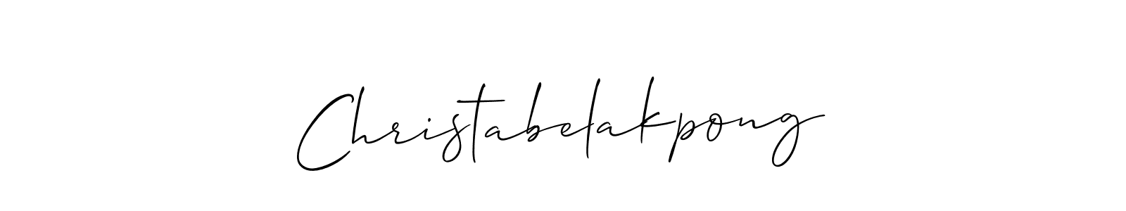 The best way (Allison_Script) to make a short signature is to pick only two or three words in your name. The name Christabelakpong include a total of six letters. For converting this name. Christabelakpong signature style 2 images and pictures png