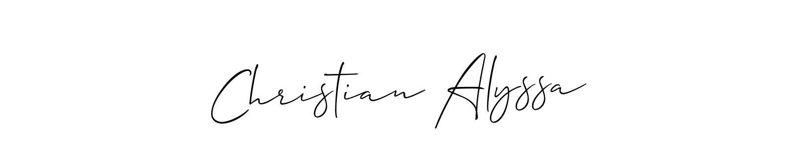 Make a beautiful signature design for name Christian Alyssa. With this signature (Allison_Script) style, you can create a handwritten signature for free. Christian Alyssa signature style 2 images and pictures png