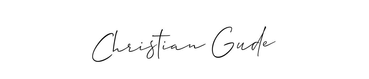 Allison_Script is a professional signature style that is perfect for those who want to add a touch of class to their signature. It is also a great choice for those who want to make their signature more unique. Get Christian Gude name to fancy signature for free. Christian Gude signature style 2 images and pictures png