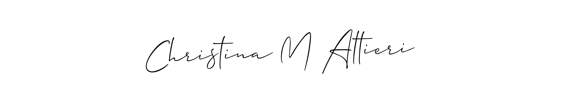 Allison_Script is a professional signature style that is perfect for those who want to add a touch of class to their signature. It is also a great choice for those who want to make their signature more unique. Get Christina M Altieri name to fancy signature for free. Christina M Altieri signature style 2 images and pictures png