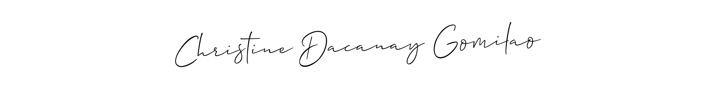 How to make Christine Dacanay Gomilao signature? Allison_Script is a professional autograph style. Create handwritten signature for Christine Dacanay Gomilao name. Christine Dacanay Gomilao signature style 2 images and pictures png